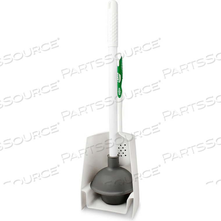 TOILET BRUSH/PLUNGER COMBO W/CADDY, WHITE/GREEN by Libman