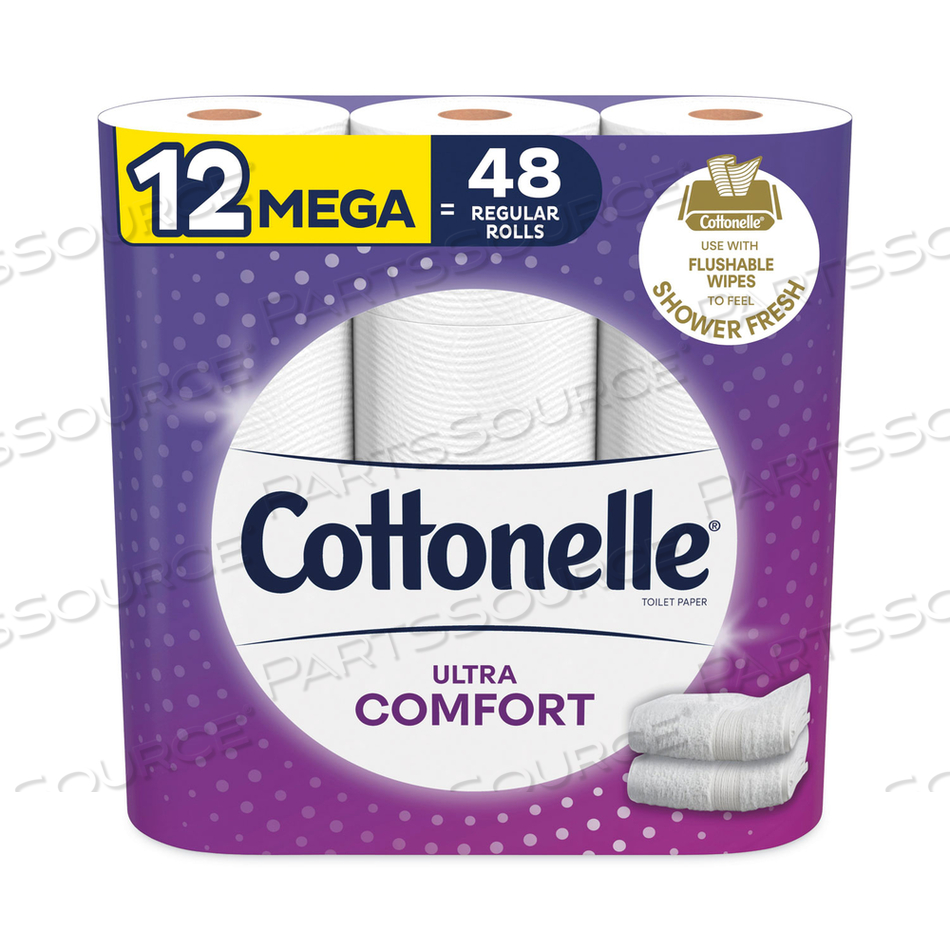 ULTRA COMFORTCARE TOILET PAPER, SOFT TISSUE, MEGA ROLLS, SEPTIC SAFE, 2-PLY, WHITE, 284/ROLL, 12 ROLLS/PACK, 48 ROLLS/CARTON 