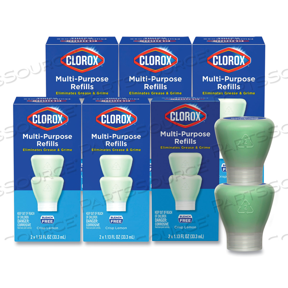 CLOROX MULTIPURPOSE DEGREASER CLEANER REFILL PODS, CRISP LEMON SCENT, 2 PODS/BOX, 8 BOXES/CARTON 