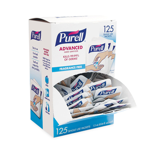 SINGLE USE ADVANCED GEL HAND SANITIZER, 1.2 ML, PACKET, FRAGRANCE-FREE, 125/BOX, 12 BOX/CARTON by Purell