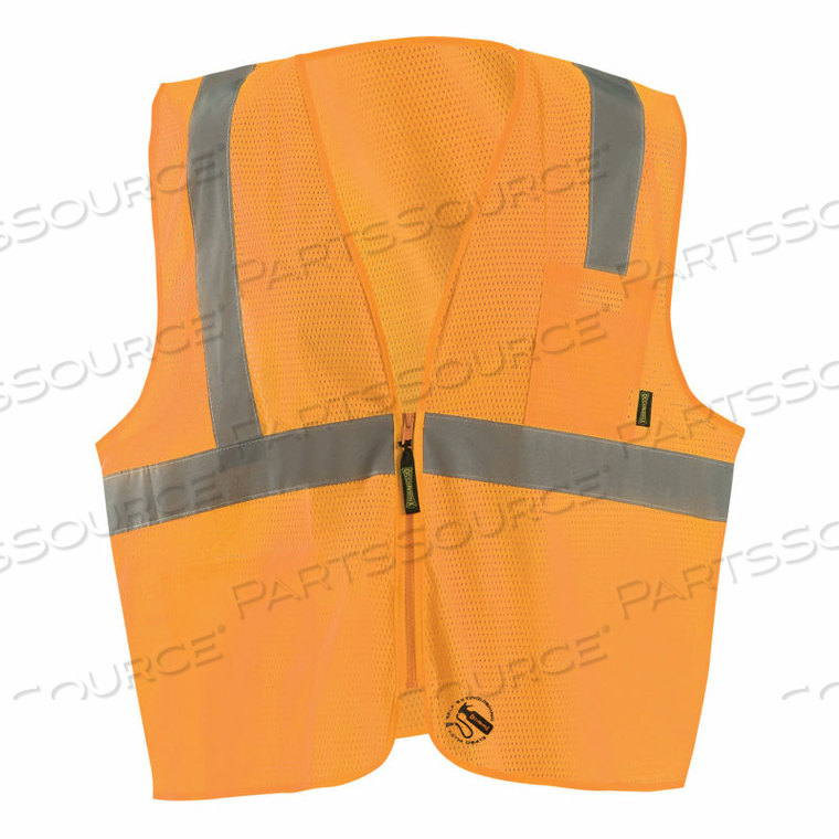 SELF-EXTINGUISHING STANDARD VEST, MESH, CLASS 2, TYPE R, ZIPPER, ORANGE, L 