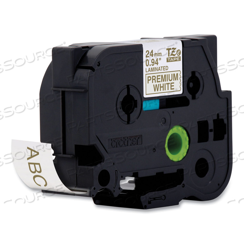 TZE PREMIUM LAMINATED TAPE, 0.94" X 26.2 FT, GOLD ON WHITE by Brother