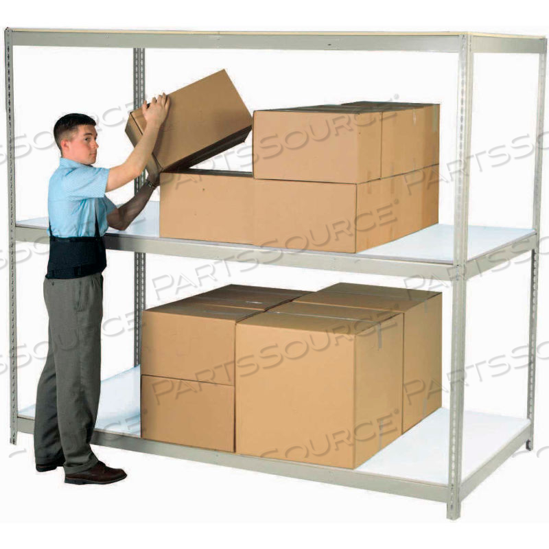 WIDE SPAN RACK 48X36X84 3 SHELVES DECK 1200 LB. CAP PER LEVEL GRAY 