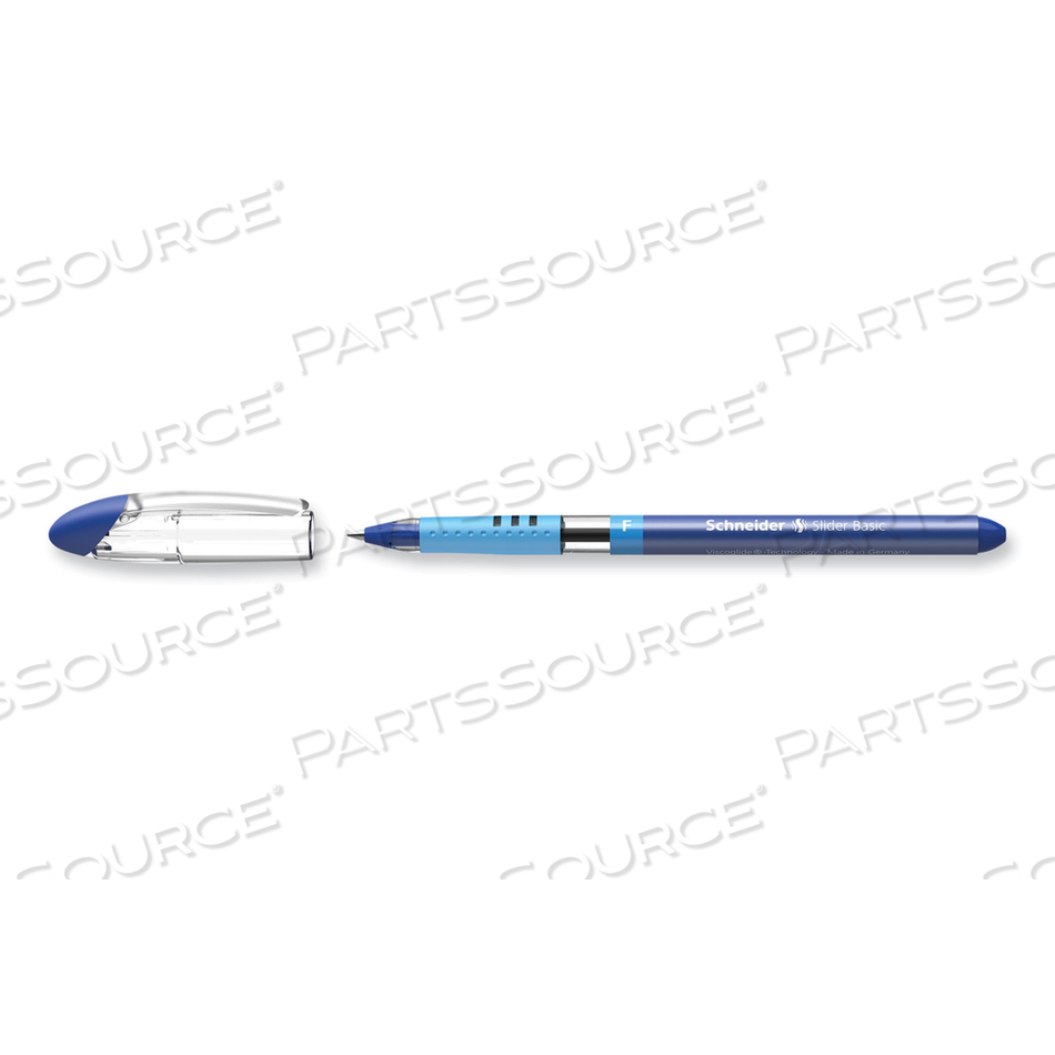 SLIDER BASIC BALLPOINT PEN, STICK, FINE 0.7 MM, BLUE INK, BLUE BARREL, 10/BOX 