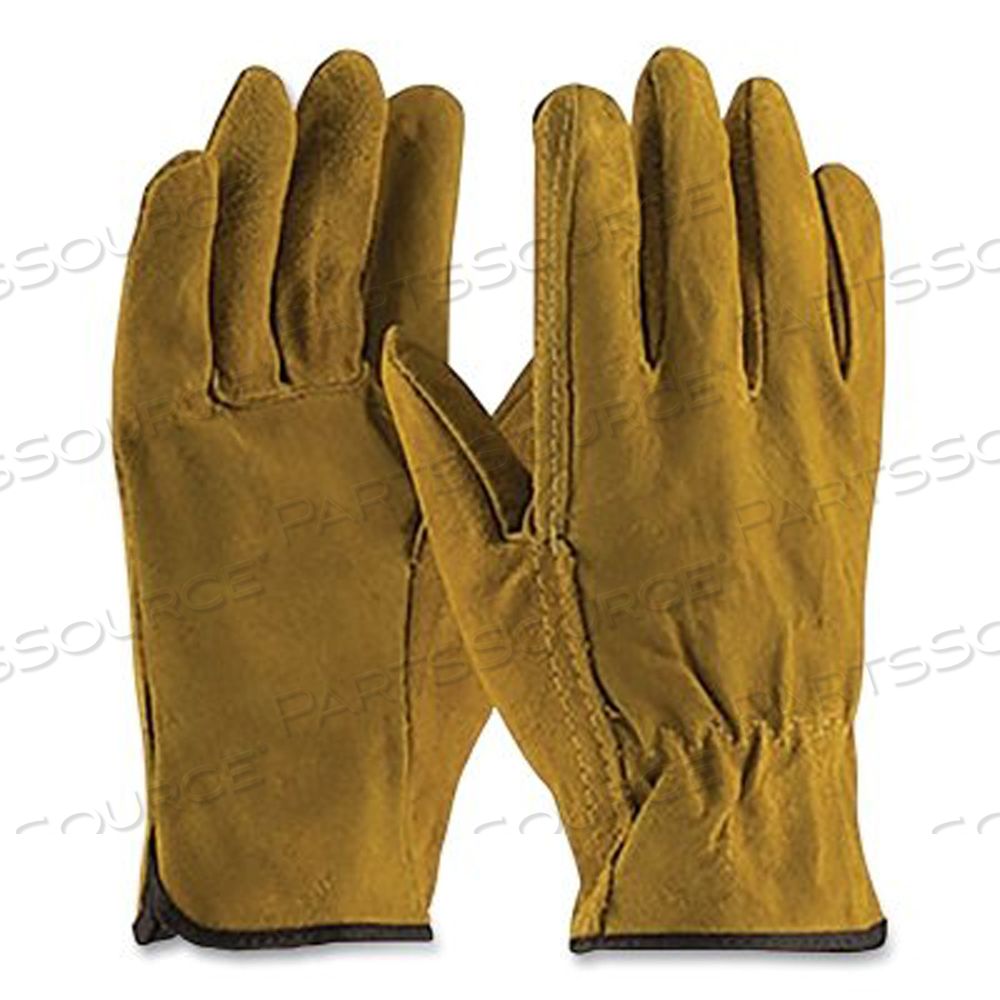 SPLIT COWHIDE LEATHER DRIVER GLOVES, X-LARGE, UNLINED, GOLDEN BROWN 