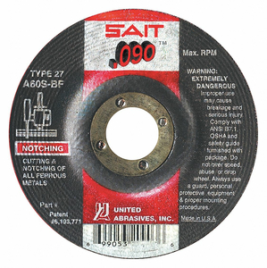 ABRASIVE CUT-OFF WHEEL 4-1/2IN 60 GRIT by United Abrasives-Sait