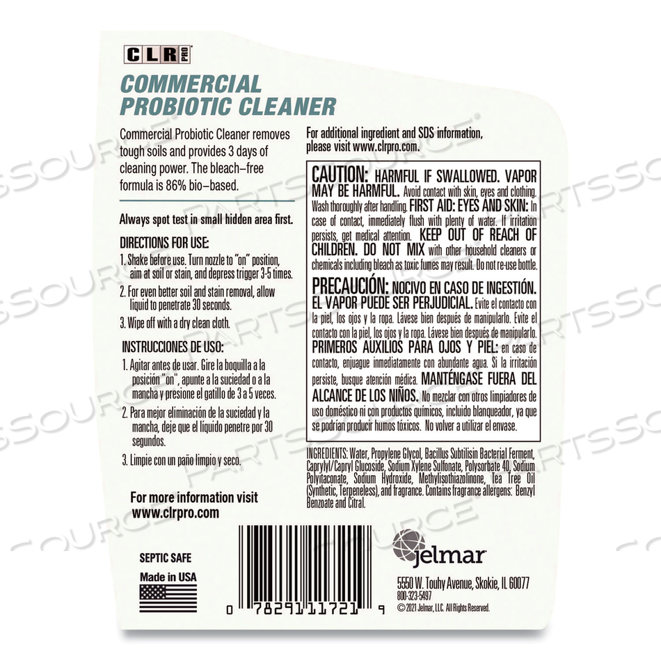 COMMERCIAL PROBIOTIC CLEANER, LEMON SCENT, 32 OZ SPRAY BOTTLE by CLR COMMERCIAL PROBIOTIC CLEANER, LEMON SCENT, 32 OZ SPRAY BOTTLE by CLR