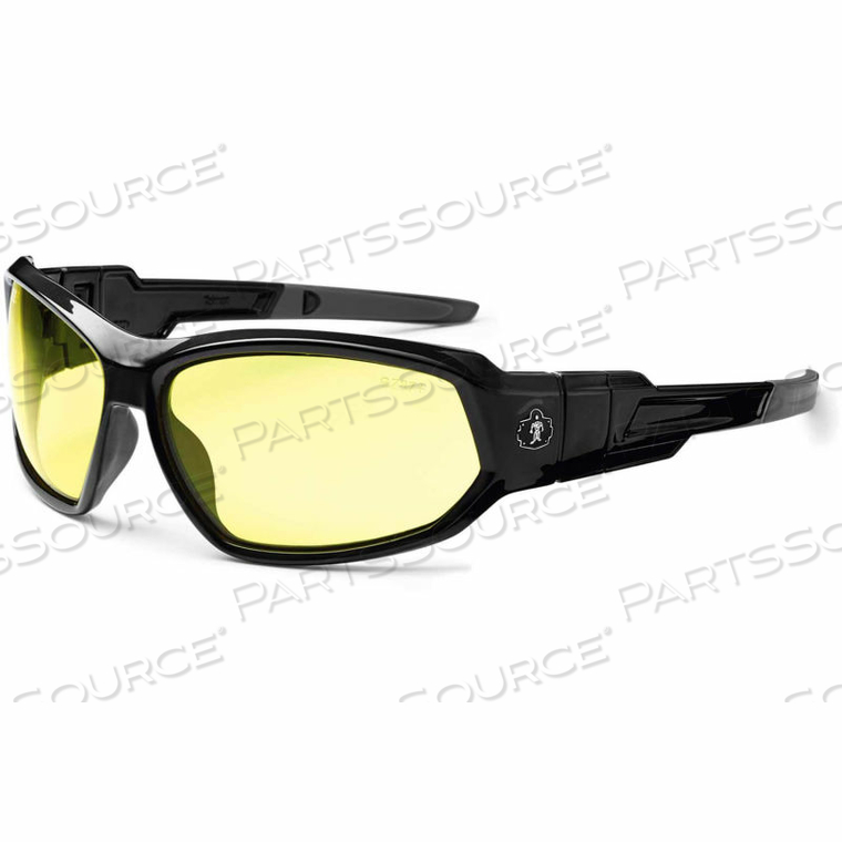 SKULLERZ LOKI SAFETY GLASSES/GOGGLES, YELLOW LENS, BLACK FRAME 