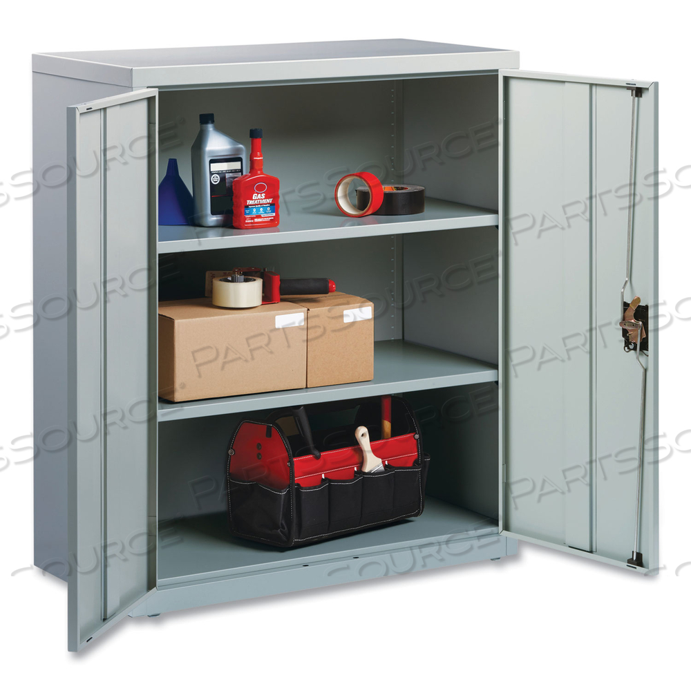 FULLY ASSEMBLED STORAGE CABINETS, 3 SHELVES, 36" X 18" X 42", LIGHT GRAY 