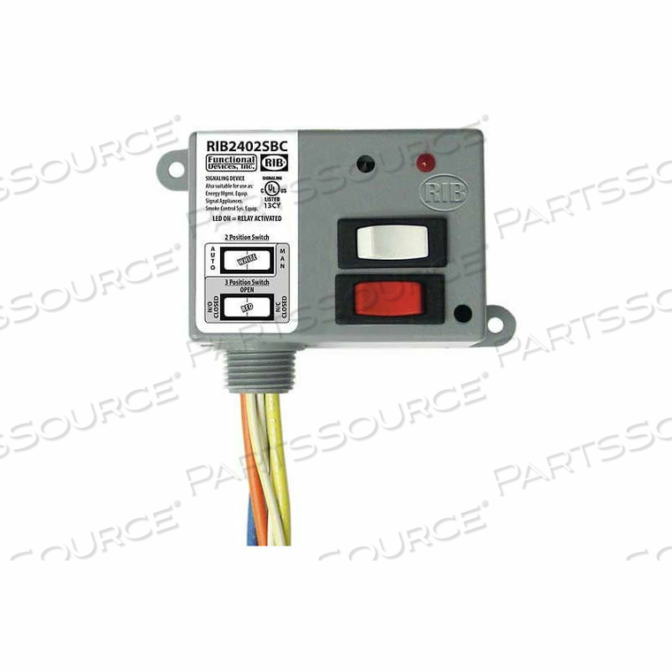 ENCLOSED POWER RELAY, 20A, SPDT, 24VAC/DC/208-277VAC, OVERRIDE by RIB