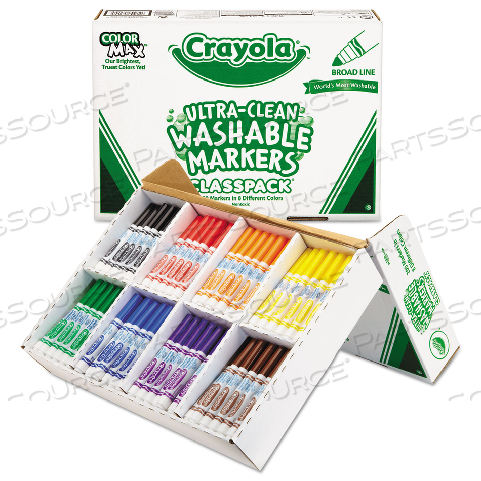 ULTRA-CLEAN WASHABLE MARKER CLASSPACK, BROAD BULLET TIP, 8 ASSORTED COLORS by Crayola