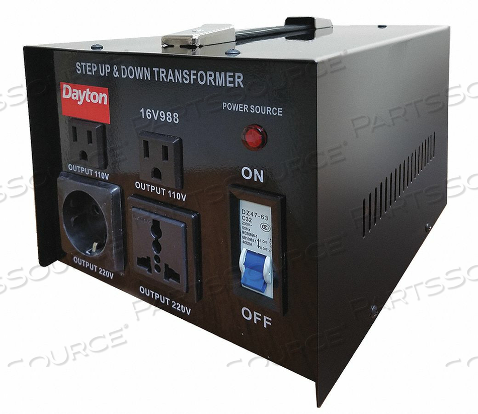 STEP UP/STEP DOWN VOLTAGE CONVERTER, CONVERTS 110 TO 220V AC, 220 TO 110V AC, VA RATING 3KVA, 50/60 HZ, PHASE SINGLE, MOUNTING PORTABLE, ENC by DAYTON ELECTRIC MANUFACTURING CO STEP UP/STEP DOWN VOLTAGE CONVERTER, CONVERTS 110 TO 220V AC, 220 TO 110V AC, VA RATING 3KVA, 50/60 HZ, PHASE SINGLE, MOUNTING PORTABLE, ENC by DAYTON ELECTRIC MANUFACTURING CO