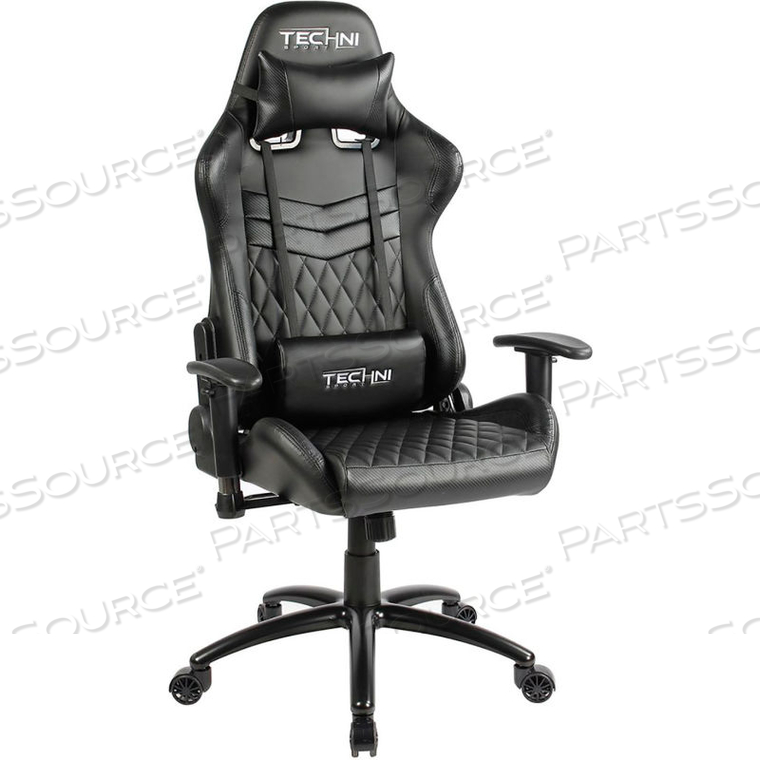 TECHNI SPORT ERGONOMIC RACER STYLE VIDEO GAMING CHAIR - HIGH BACK - BLACK 