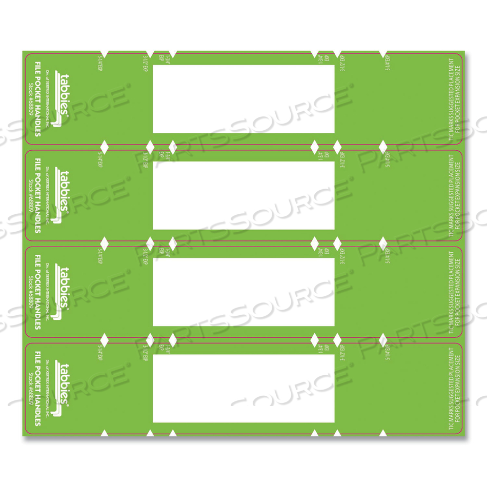 FILE POCKET HANDLES, 9.63 X 2, GREEN/WHITE, 4/SHEET by Tabbies FILE POCKET HANDLES, 9.63 X 2, GREEN/WHITE, 4/SHEET by Tabbies