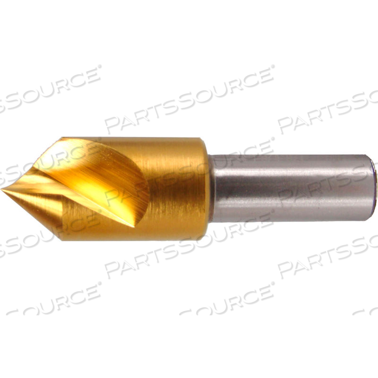 5/8" DIA., 3/8" SHANK, 2-1/4" OAL, 120, SINGLE FLUTE SINGLE END COUNTERSINK, COBALT, TIN 