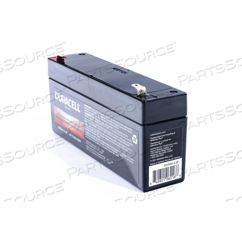 BATTERY, SEALED LEAD ACID, 6V, 3.3 AH, 0.187 IN FASTON 