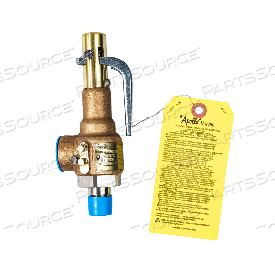 SAFETY VALVE, 0.5 IN, STAINLESS STEEL, 45 PSIG by Getinge USA Sales, LLC