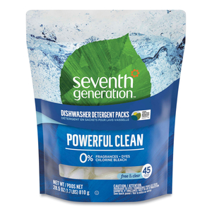 NATURAL DISHWASHER DETERGENT CONCENTRATED PACKS, FREE AND CLEAR, 45/PACK, 8 PACKS/CARTON by Seventh Generation