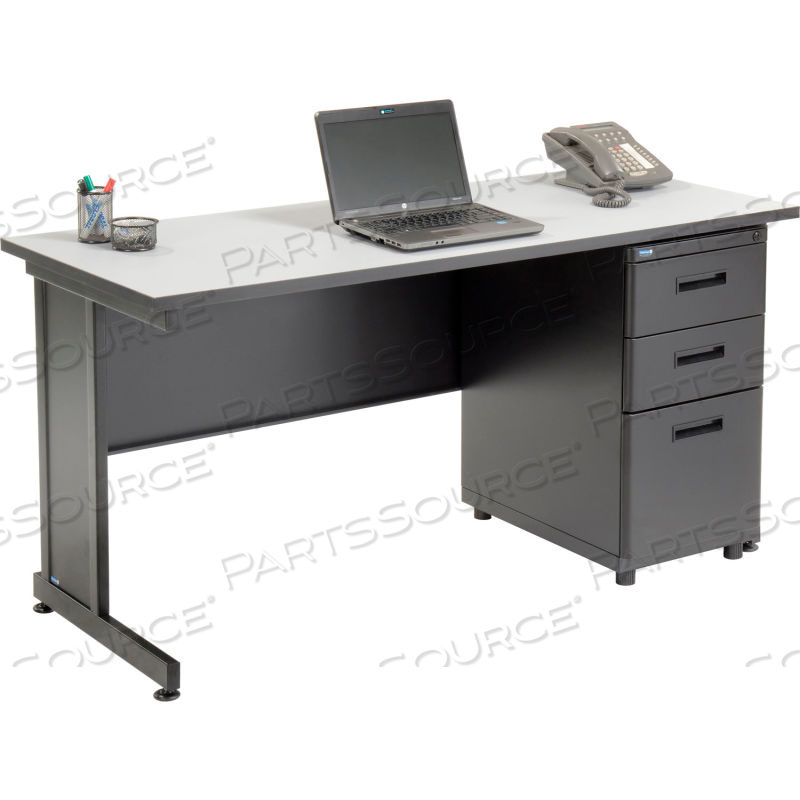INTERION OFFICE DESK WITH 3 DRAWERS, 60"W X 24"D - GRAY by Approved Vendor INTERION OFFICE DESK WITH 3 DRAWERS, 60"W X 24"D - GRAY by Approved Vendor