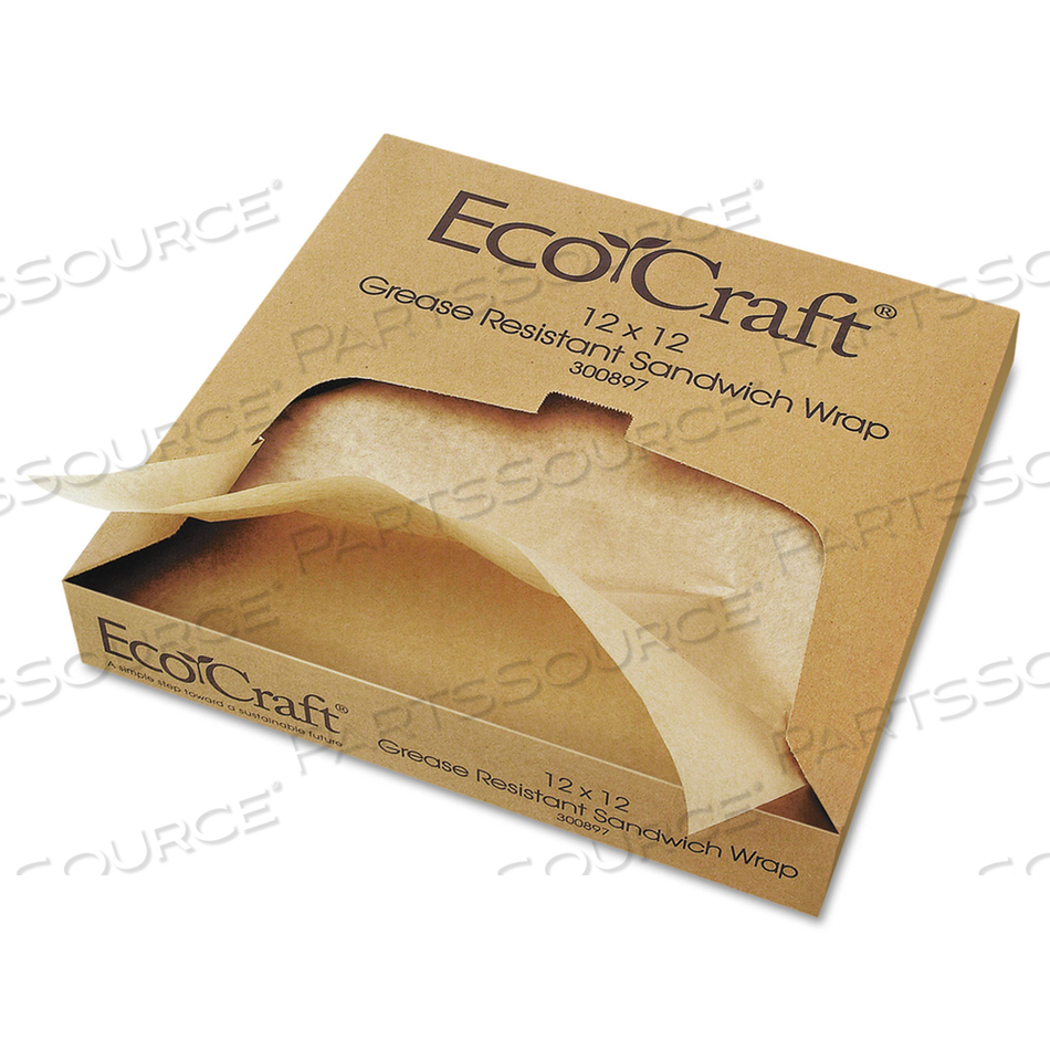 ECOCRAFT GREASE-RESISTANT PAPER WRAPS AND LINERS, NATURAL, 12 X 12 by Bagcraft ECOCRAFT GREASE-RESISTANT PAPER WRAPS AND LINERS, NATURAL, 12 X 12 by Bagcraft