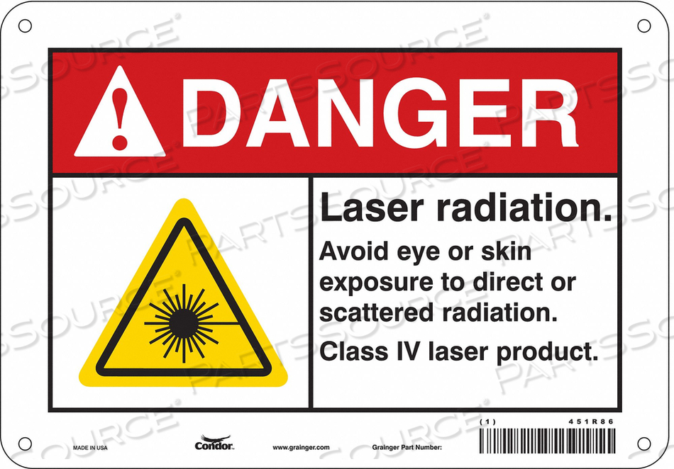 LASER WARNING 10 W 7 H 0.032 THICK by Condor