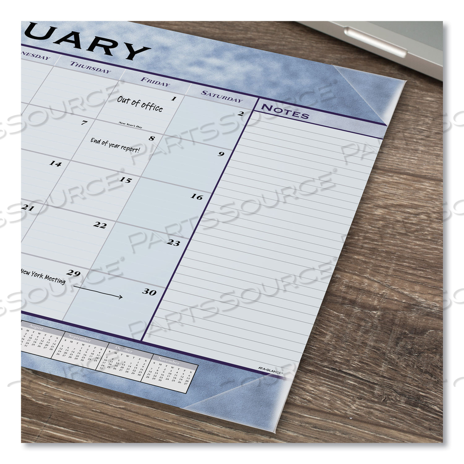 SLATE BLUE DESK PAD, 22 X 17, WHITE SHEETS, CLEAR CORNERS, 12-MONTH (JAN TO DEC): 2023 by At-A-Glance