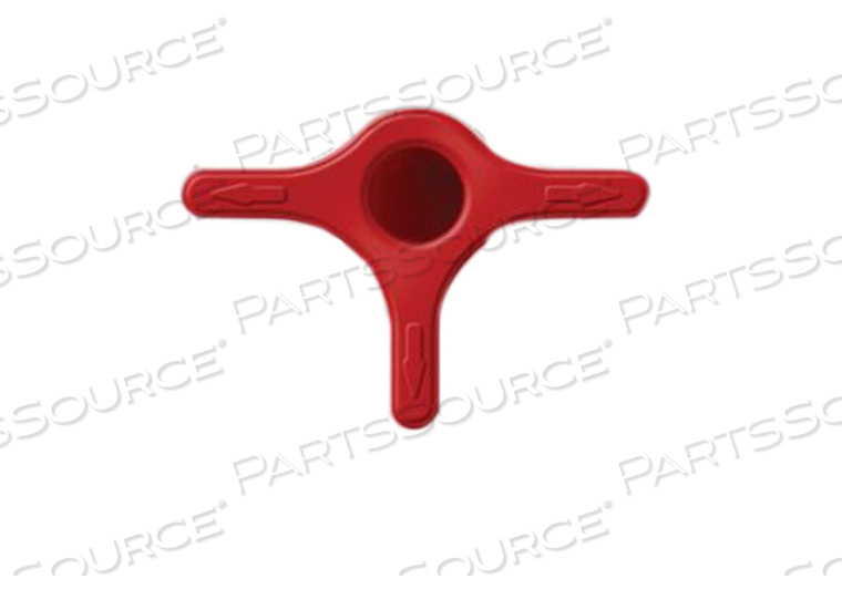 4 WAY STOPCOCK, RED, 2 FEMALE LUER LOCKS, MALE LUER WITH SPIN LOCK by Qosina 4 WAY STOPCOCK, RED, 2 FEMALE LUER LOCKS, MALE LUER WITH SPIN LOCK by Qosina