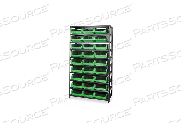 MSU-531 STEEL SHELVING WITH 27 MAGNUM GIANT HOPPER BINS GREEN, 18X42X75 by Quantum Storage Systems