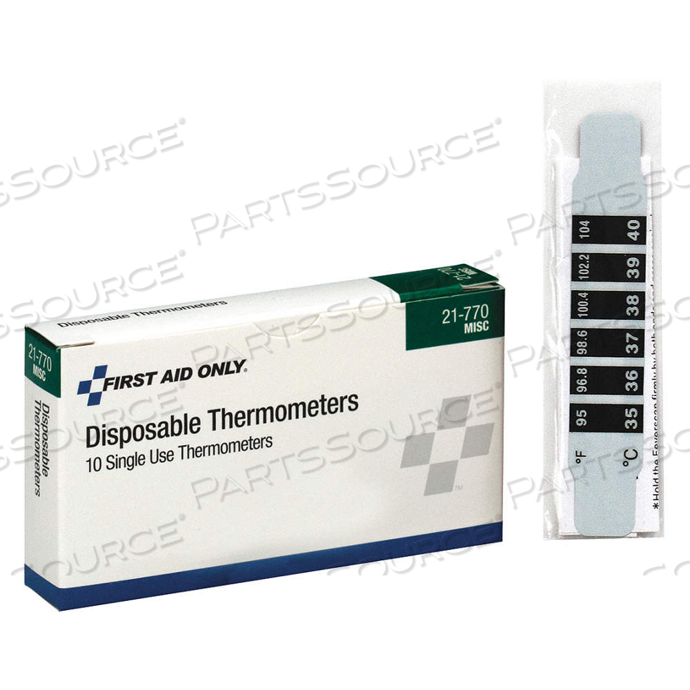 DISPOSABLE THERMOMETER, FOREHEAD, DISPOSABLE THERMOMETER, 15 SEC READOUT TIME, ˚F by Approved Vendor