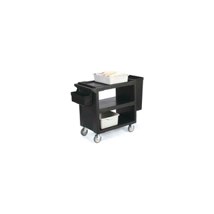 SERVICE CART WITH 2 FIXED CASTERS, 2 SWIVEL CASTERS, 1 W/ BRAKE 33" X 20", BLACK by Carlisle