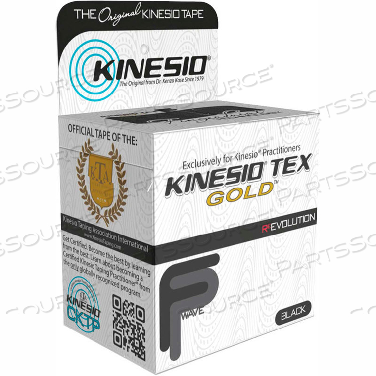 KINESIO TAPE, TEX GOLD FP, 2" X 5.5 YDS, BLACK, 6 ROLLS by Fabrication Enterprises
