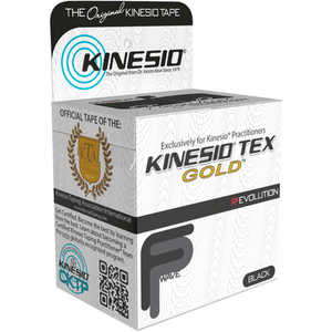 KINESIO TEX GOLD FP KINESIOLOGY TAPE, 2" X 5.5 YDS, BLACK, 6 ROLLS by Fabrication Enterprises
