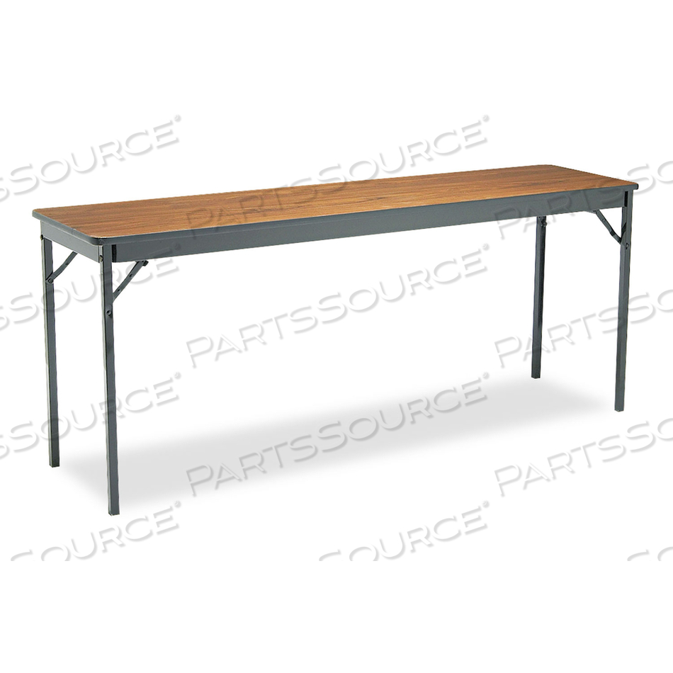SPECIAL SIZE FOLDING TABLE, RECTANGULAR, 72W X 18D X 30H, WALNUT/BLACK by Barricks