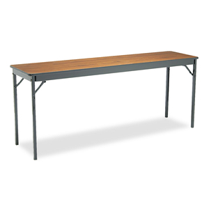 SPECIAL SIZE FOLDING TABLE, RECTANGULAR, 72W X 18D X 30H, WALNUT/BLACK by Barricks