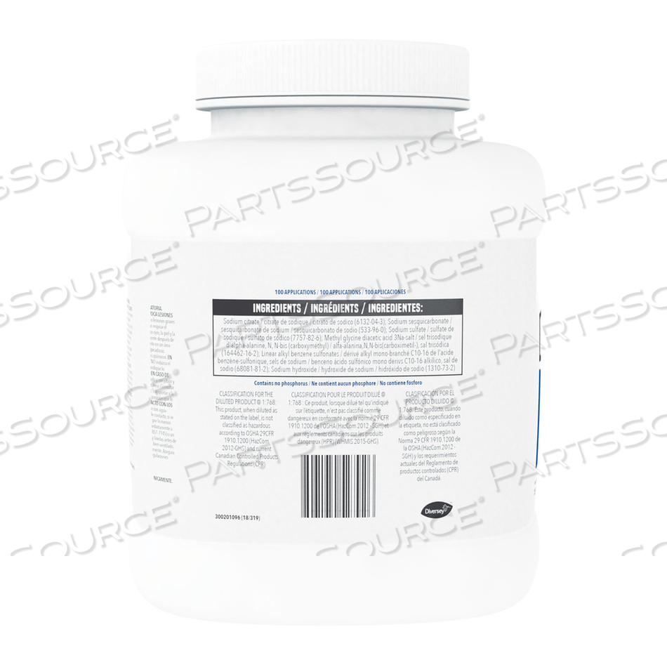 BEER CLEAN GLASS CLEANER, UNSCENTED, POWDER, 4 LB. CONTAINER by Diversey BEER CLEAN GLASS CLEANER, UNSCENTED, POWDER, 4 LB. CONTAINER by Diversey