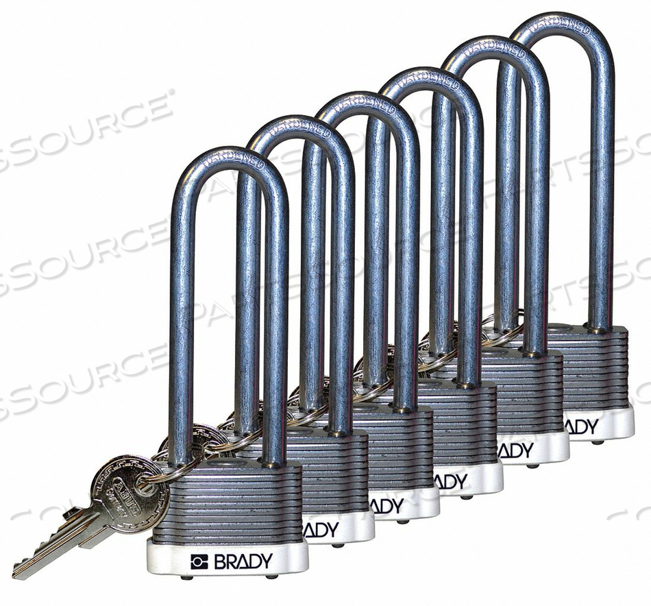 KEYED PADLOCK DIFFERENT 1-5/16 W PK6 