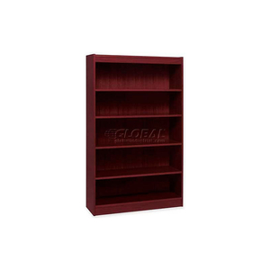 LORELL 5-SHELF PANEL END HARDWOOD VENEER BOOKCASE, 36"W X 12"D X 60"H, MAHOGANY by S.P. Richards Company