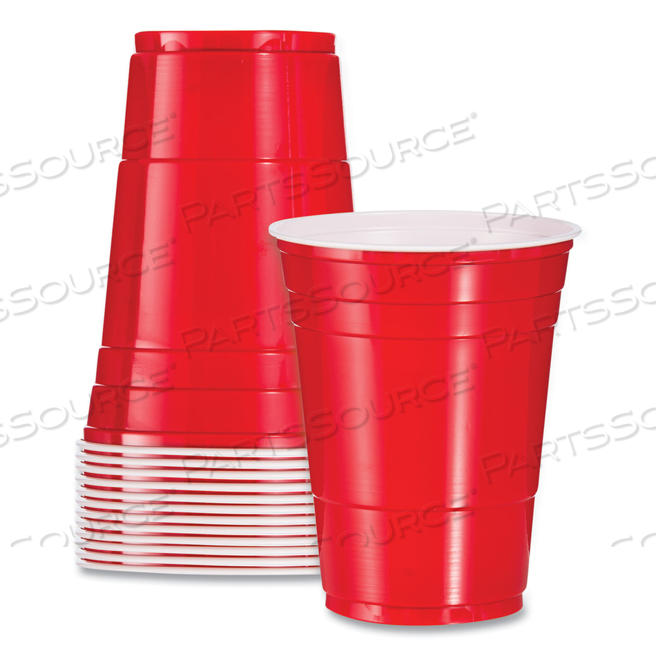 SOLO PARTY PLASTIC COLD DRINK CUPS, 16 OZ, RED by Dart Container Corporation