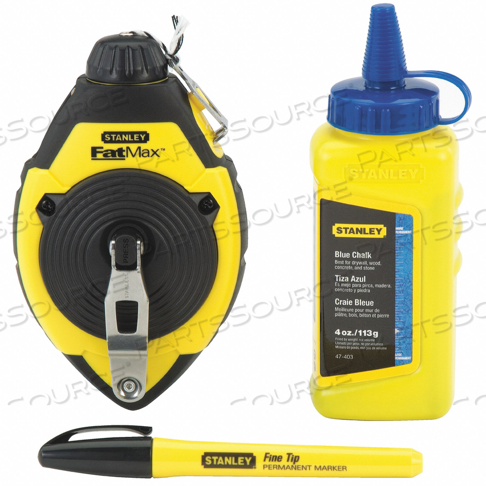 CHALK LINE REEL SET 3 PC W/CHALK 100 FT by Stanley CHALK LINE REEL SET 3 PC W/CHALK 100 FT by Stanley