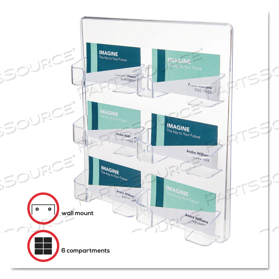 6-POCKET BUSINESS CARD HOLDER, HOLDS 480 CARDS, 8.5 X 1.63 X 9.75, PLASTIC, CLEAR by Deflecto 6-POCKET BUSINESS CARD HOLDER, HOLDS 480 CARDS, 8.5 X 1.63 X 9.75, PLASTIC, CLEAR by Deflecto