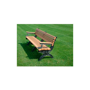 CAMBRIDGE 6 FT. BACKED BENCH WITH ARMS, CEDAR BENCH/BLACK FRAME by Polly Products