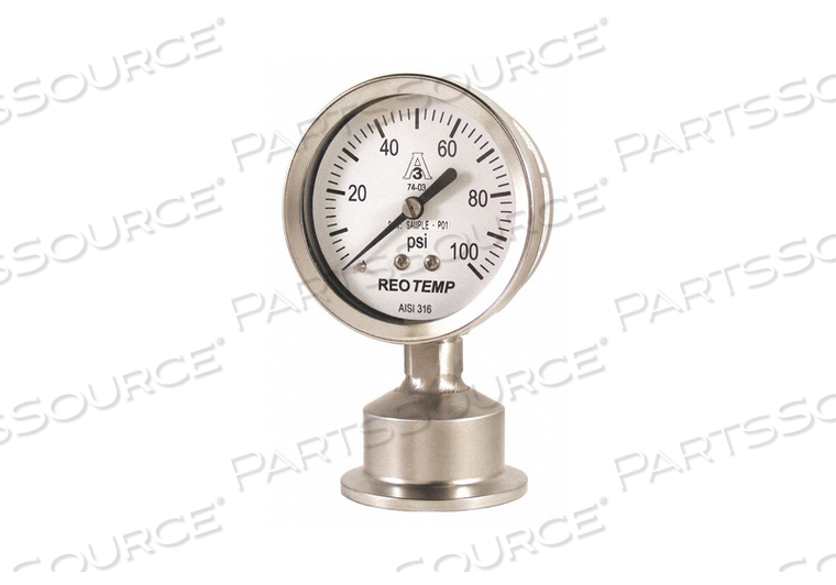 PRESSURE GAUGE 0 TO 100 PSI 2-1/2IN by REOTEMP PRESSURE GAUGE 0 TO 100 PSI 2-1/2IN by REOTEMP