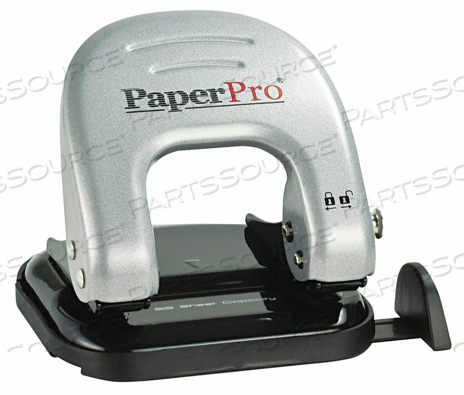 TWO-HOLE PAPER PUNCH 20 SHEET BLK/SILVER by PaperPro