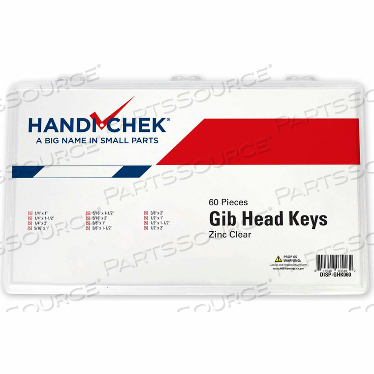 GIB HEAD KEY ZINC ASSORTMENT 60 PIECE 