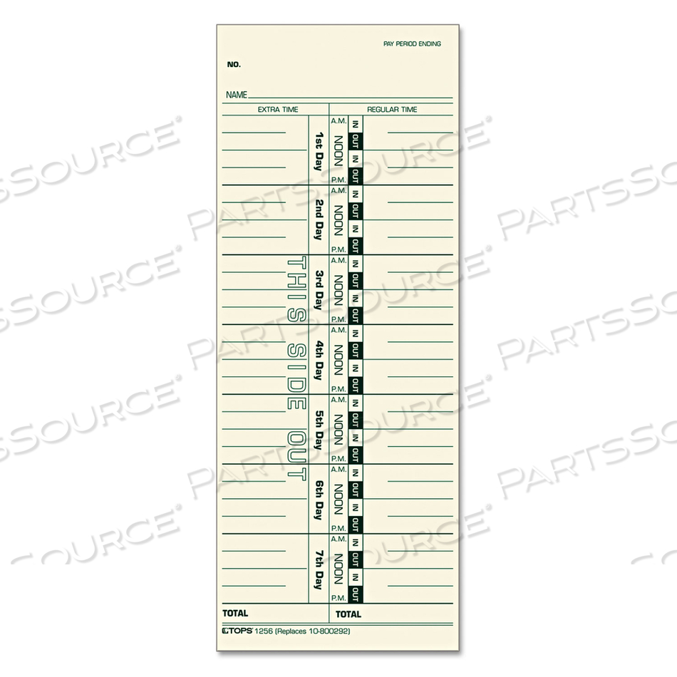 TIME CLOCK CARDS, REPLACEMENT FOR 10-800292, ONE SIDE, 3.5 X 9, 500/BOX TIME CLOCK CARDS, REPLACEMENT FOR 10-800292, ONE SIDE, 3.5 X 9, 500/BOX