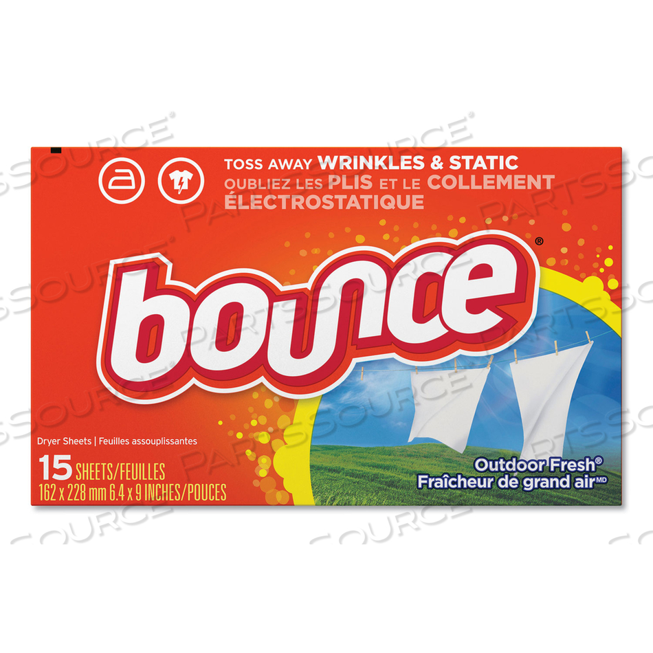 FABRIC SOFTENER SHEETS, OUTDOOR FRESH, 15 SHEETS/BOX by Bounce FABRIC SOFTENER SHEETS, OUTDOOR FRESH, 15 SHEETS/BOX by Bounce