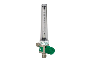 PEDIATRIC, CHROME, DIAL FLOWMETER, 0 TO 200 CC, MALE, 50 PSI, OXYGEN, POLYCARBONATE, BRASS, GREEN, +/-10 TO 14 CC by Precision Medical, Inc.