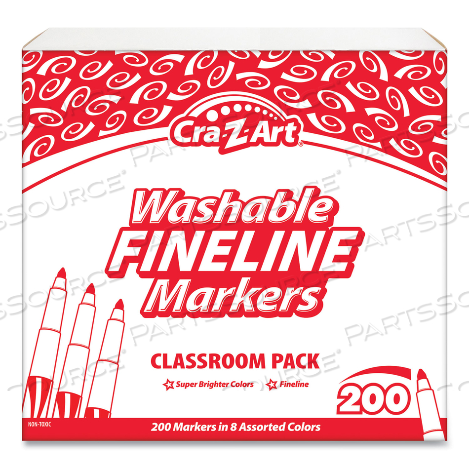 WASHABLE FINELINE MARKERS CLASSPACK, FINE BULLET TIP, EIGHT ASSORTED COLORS, 200/SET by Cra-Z-Art WASHABLE FINELINE MARKERS CLASSPACK, FINE BULLET TIP, EIGHT ASSORTED COLORS, 200/SET by Cra-Z-Art