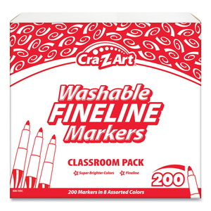 WASHABLE FINELINE MARKERS CLASSPACK, FINE BULLET TIP, EIGHT ASSORTED COLORS, 200/SET by Cra-Z-Art