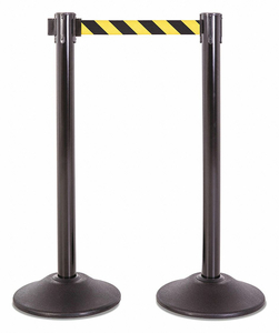 STEEL STANCHION BLK 7.5FT YEL/BK BELT PR by US Weight